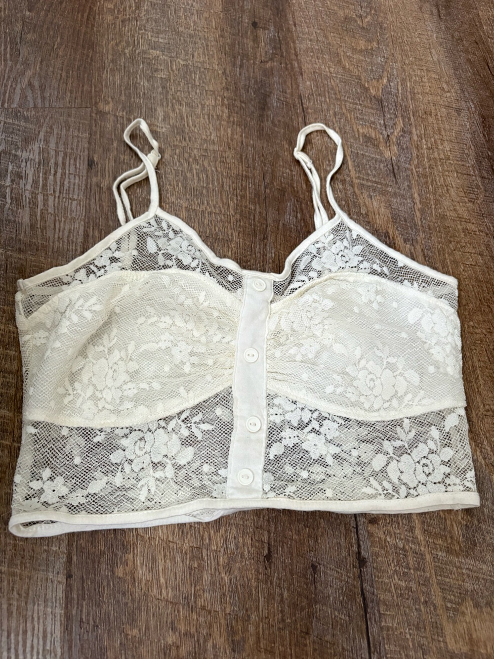 Bozzolo Cream Lace Button-Front Bralette